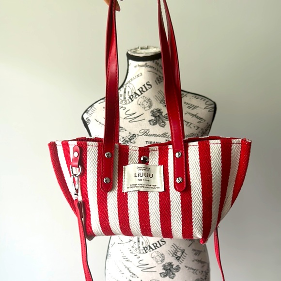 Liu Jo Red and White Striped Tote Bag - Picture 1 of 4
